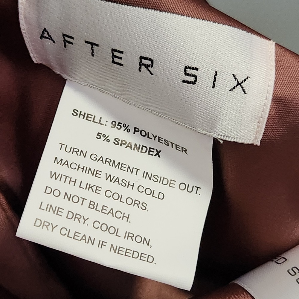New After Six One-Shoulder Draped Cowl-Neck Maxi Dress style 6912 Cognac Gown - Picture 7 of 8